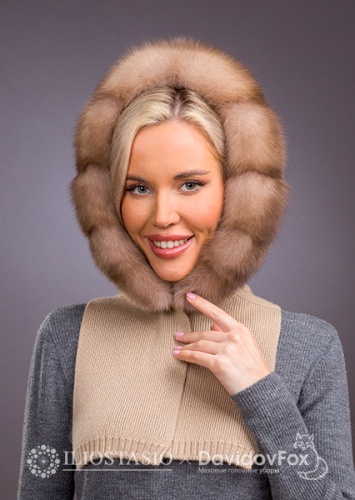 Капор кашемир бежевый соболь тартор