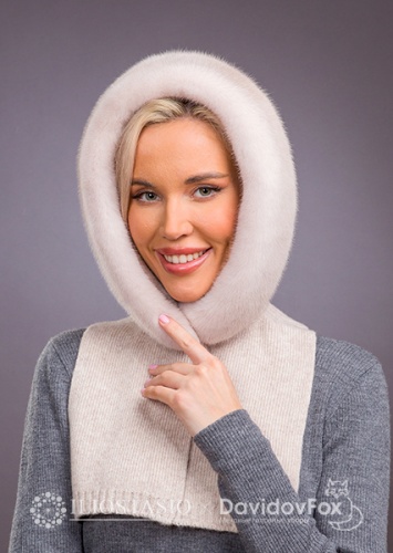 Капор кашемир бежевый норка