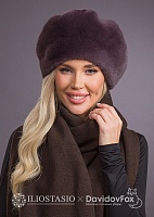 Берет на ножке экомех браун